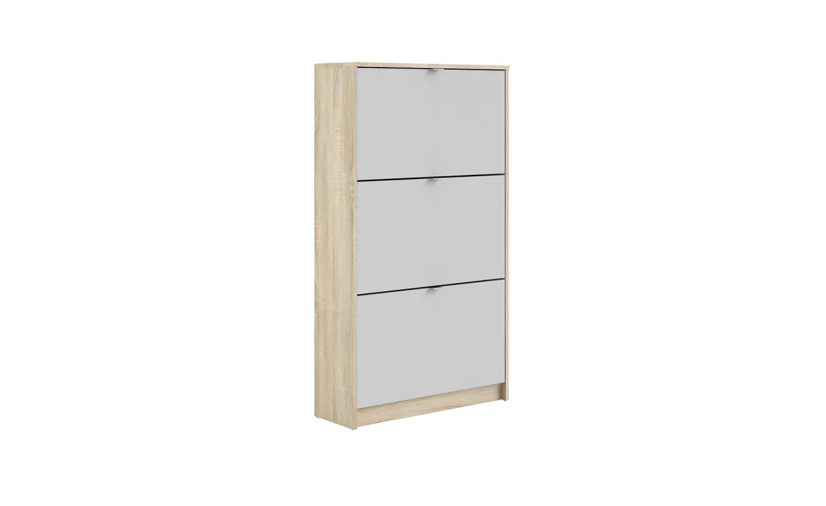 Bright cipelarnik 3 vrata 70x24x124cm natur/beli visoki sjaj