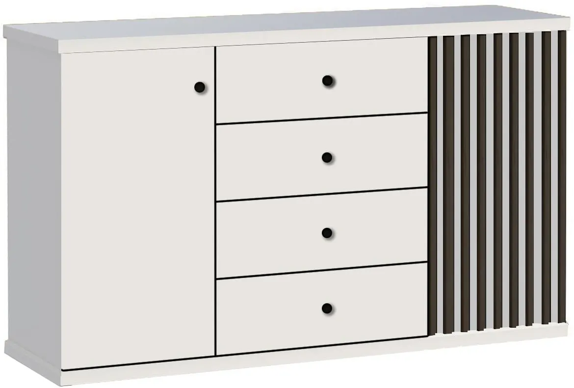 Cali C-4 komoda 2 vrata + 4 fioke 142,1x40,6x85,4 cm bela/crna