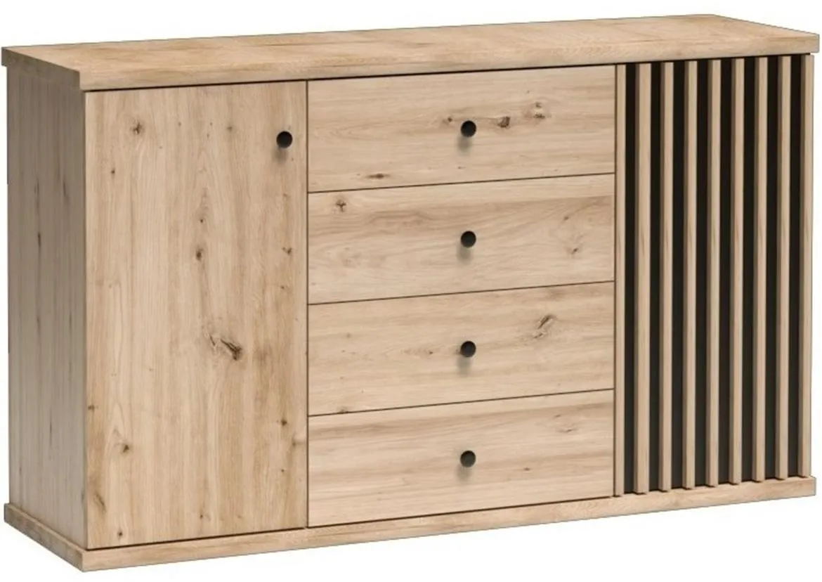 Cali komoda 2 vrata+4 fioke 142,1x40,6x85,4 natur/crna