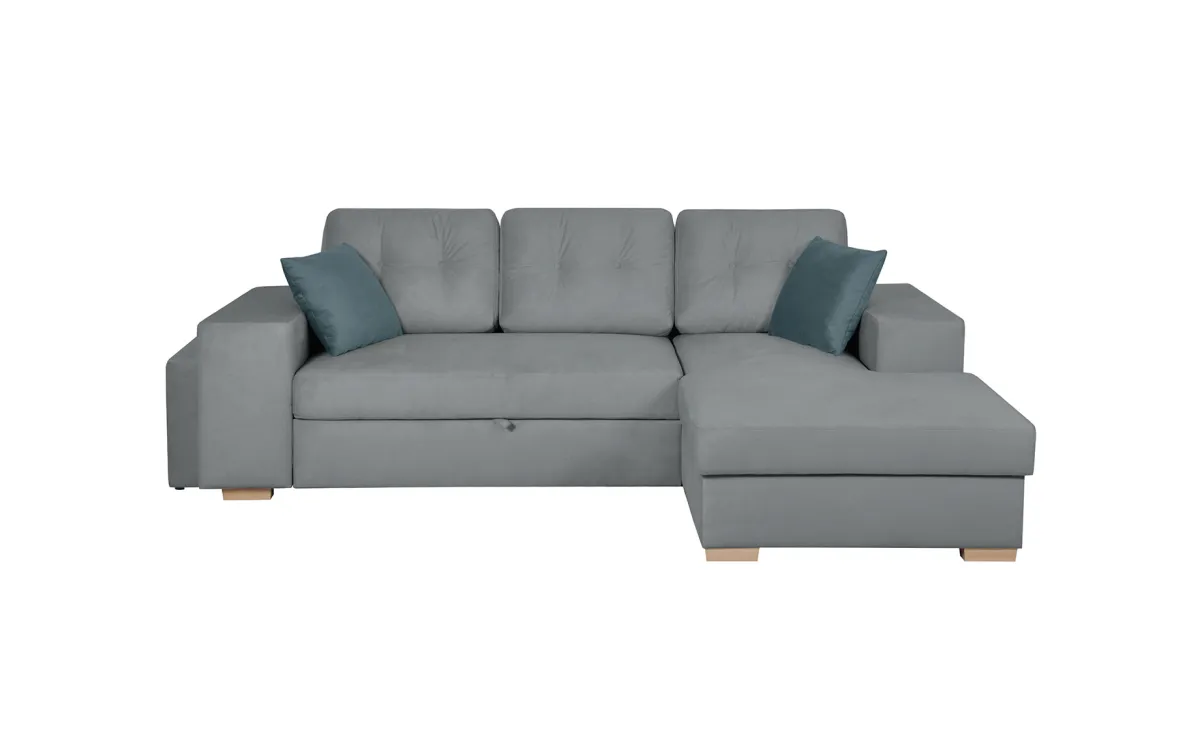 Caliope ugaona garnitura sa ležajem i prostorom za odlaganje 271x163x88 cm siva desna