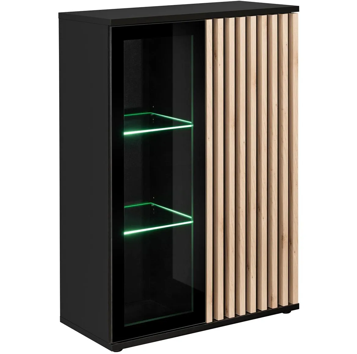 Cameron vitrina sa 2 vrata 80x40x118 cm crna/natur (Hikora jackson)