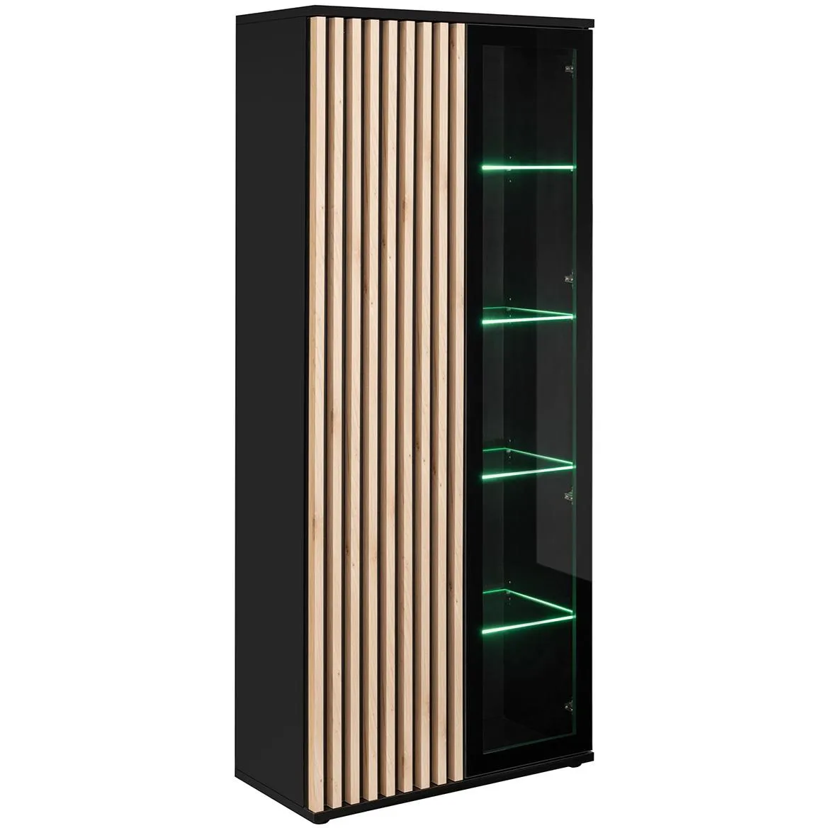 Cameron vitrina sa 2 vrata 80x40x192 cm crna/natur (Hikora jackson)