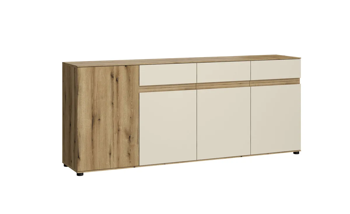 Camino komoda 4 vrata + 3 fioka 200x40x83 cm hrast/kašmir