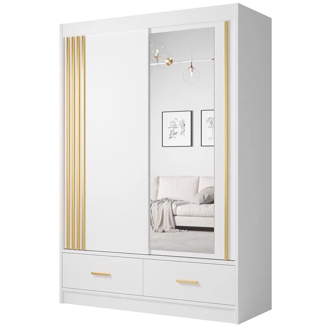 Canada Ca-25 ormar 150x60x215 cm bela/zlatna
