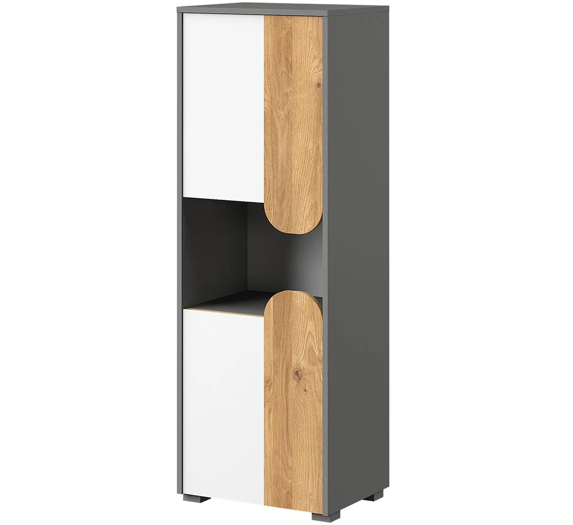 Carini Ca4 polica 2 vrata+1 otvor 50x38x114 cm hrast/siva/bela
