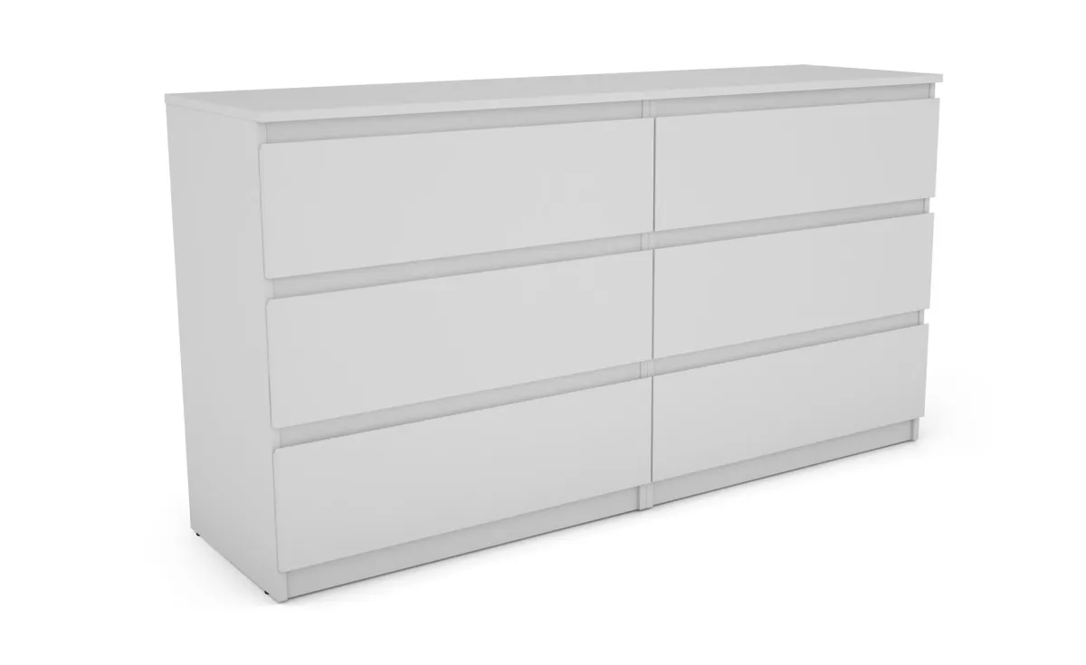 Carlos komoda 3+3 fioke 150x42x80 cm bela