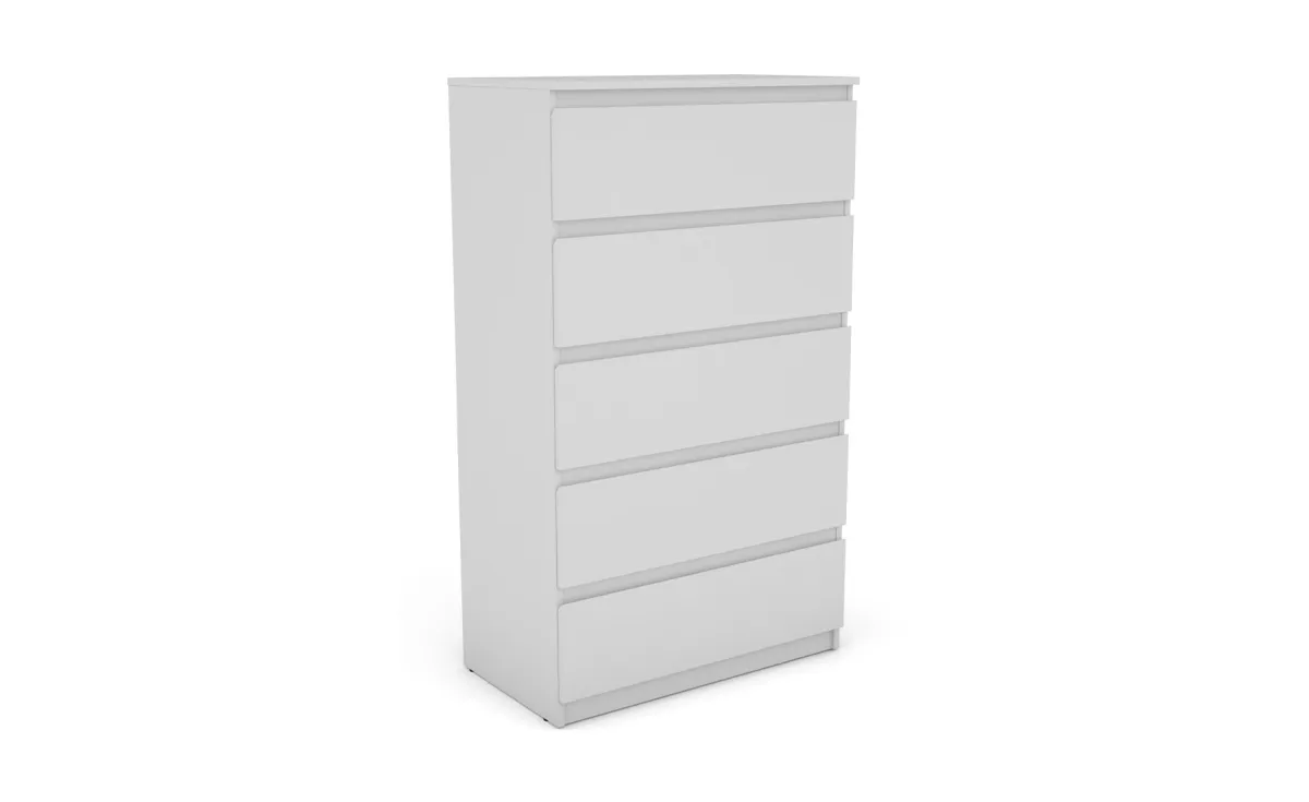 Carlos komoda 5 fioka 75x42x128 cm bela