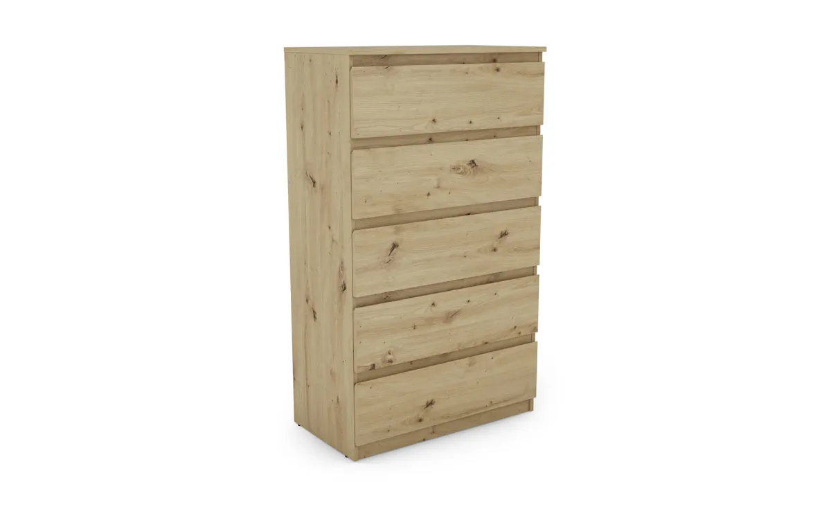 Carlos komoda 5 fioka 75x42x128cm natur