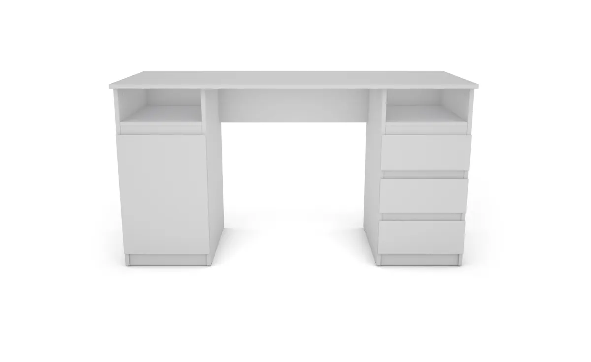 Carlos radni sto 3 fioke + vrata 138x55x75 cm beli