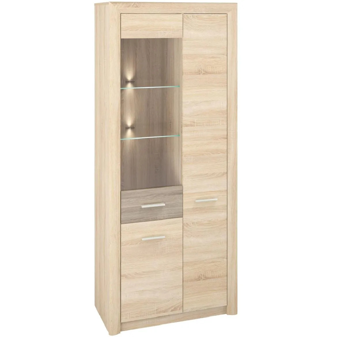 Castel 02 vitrina 3 vrata 85x43x201 cm natur (sonoma hrast)/sivi hrast