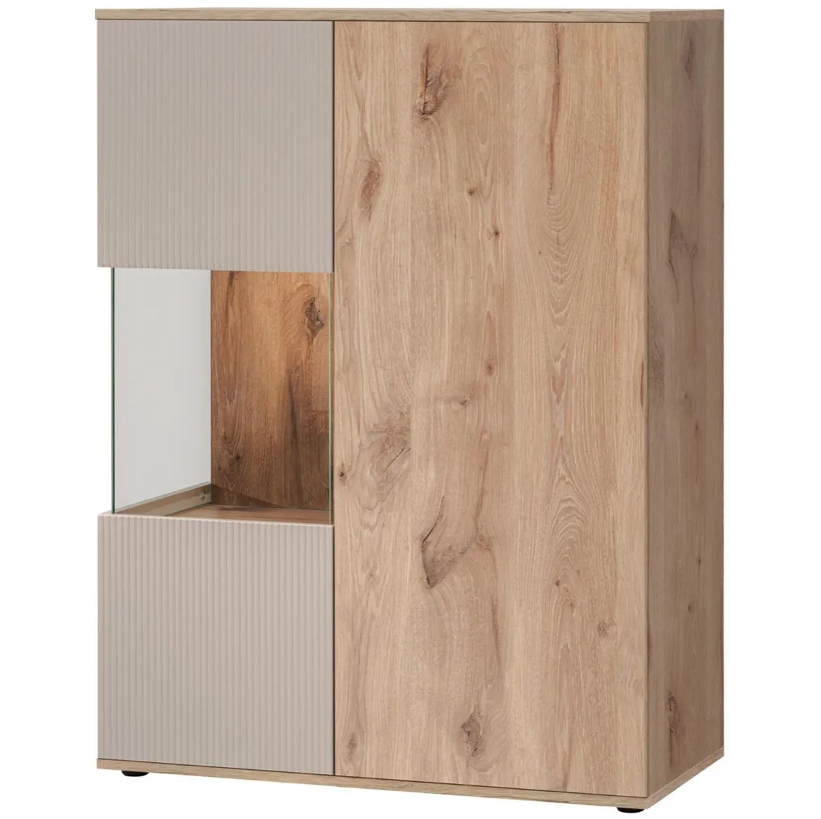 Catalina DVC CT WSN Vitrina 90x40x120 Wiking hrast/kašmir bež