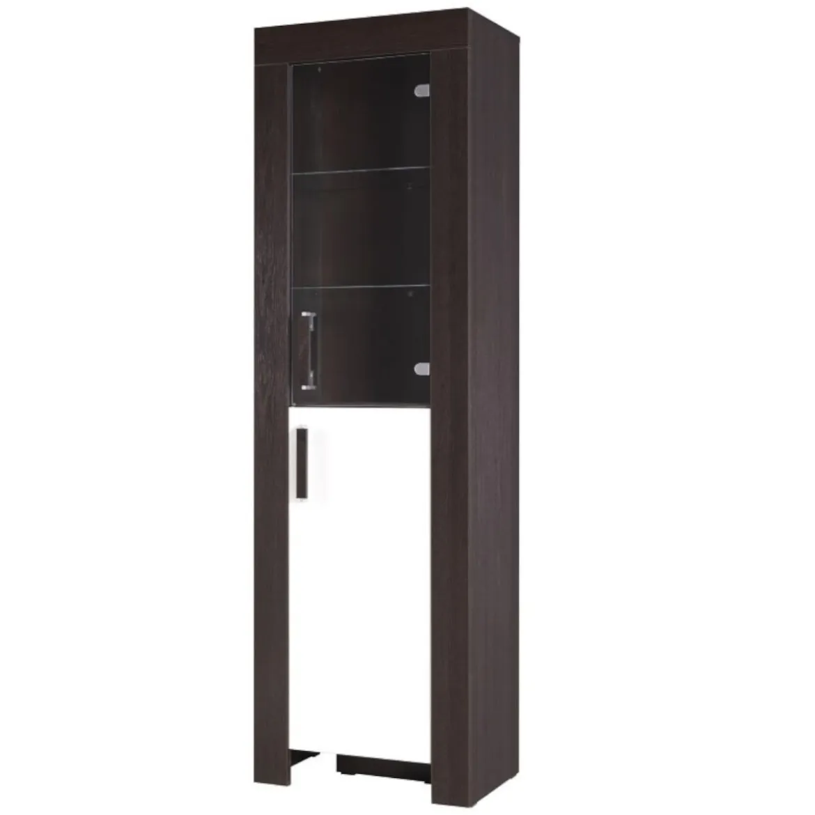 Cezar vitrina leva 2 vrata 60x42x201 cm tamno braon/bela