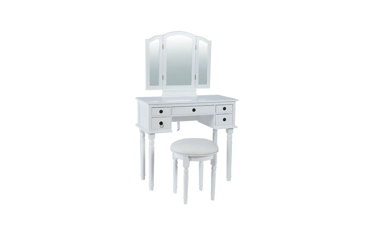 Charlotte set toaletni sto+tabure beli/ogledalo