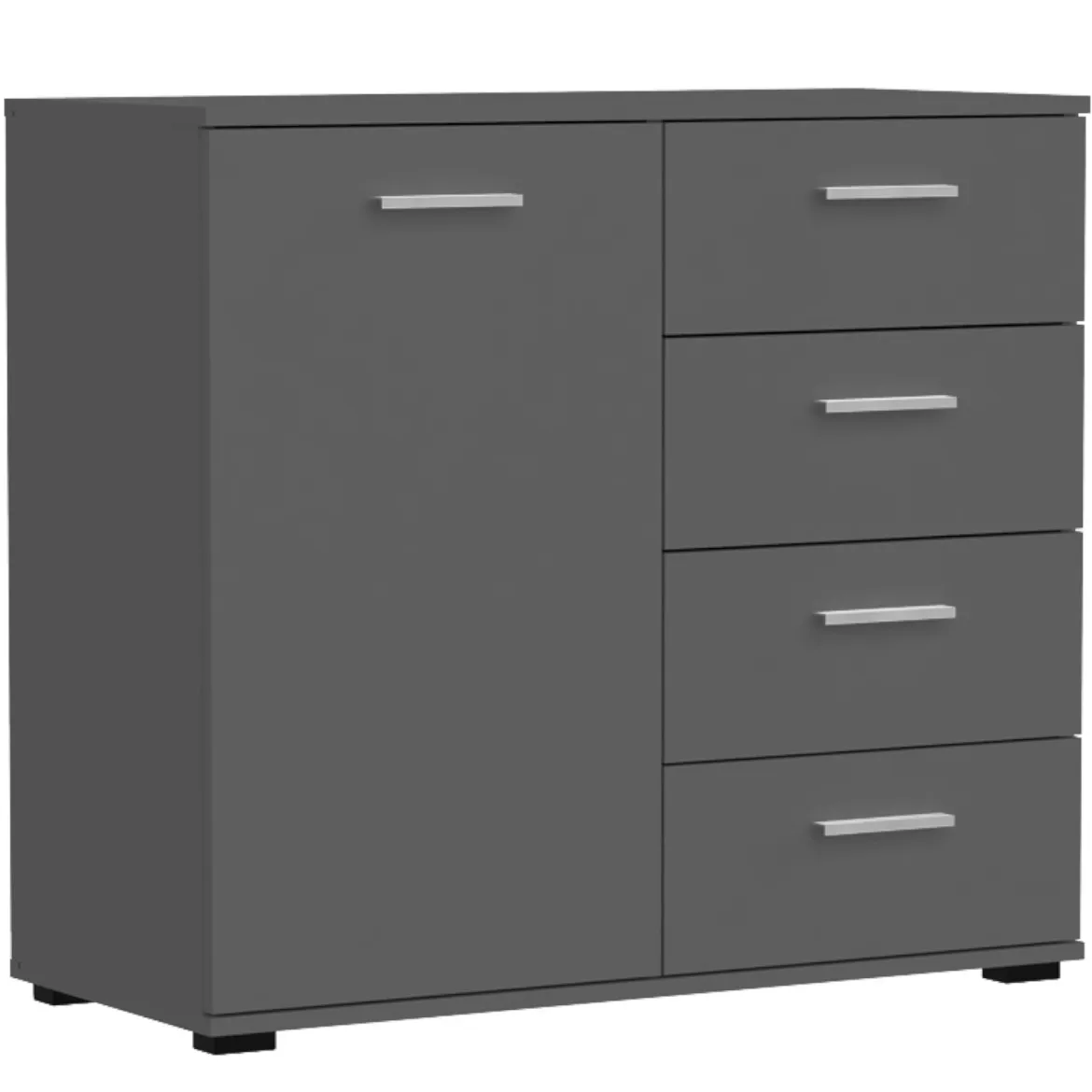 Chicago komoda 1 vrata+4 fioka 91x40x82 cm tamno siva