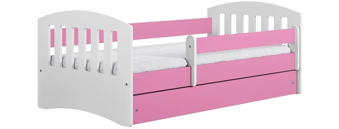 Classic decji krevet sa podnicom 90x164x65 cm belo/roze