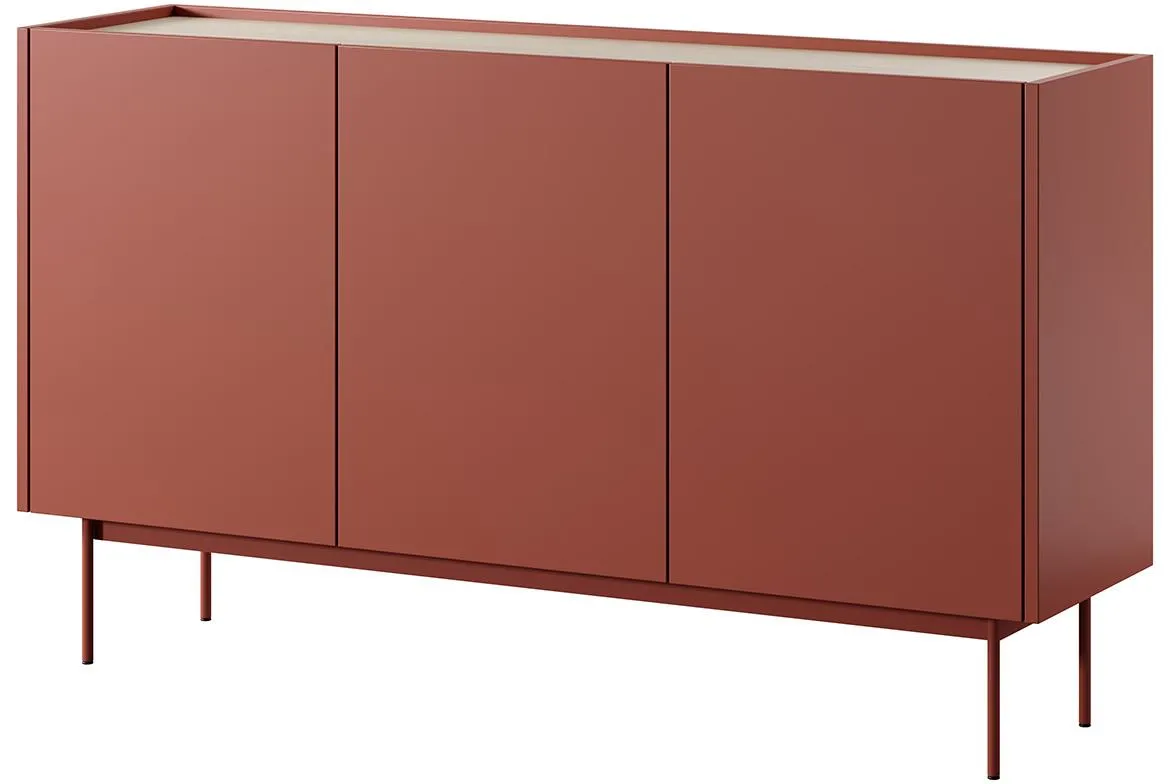 Color komoda sa 3 vrata 144x37x83 cm ciglasta/natur (Linea hrast)