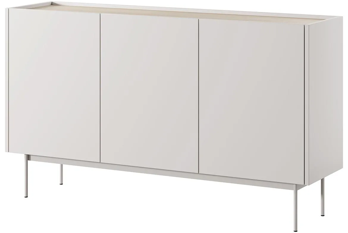 Color komoda ss 3 vrata 144x37x83 cm bež kašmir/natur (Linea hrast)
