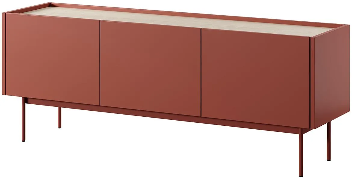 Color TV komoda sa 3 vrata 144x37x55 cm ciglasta/natur (Linea hrast)