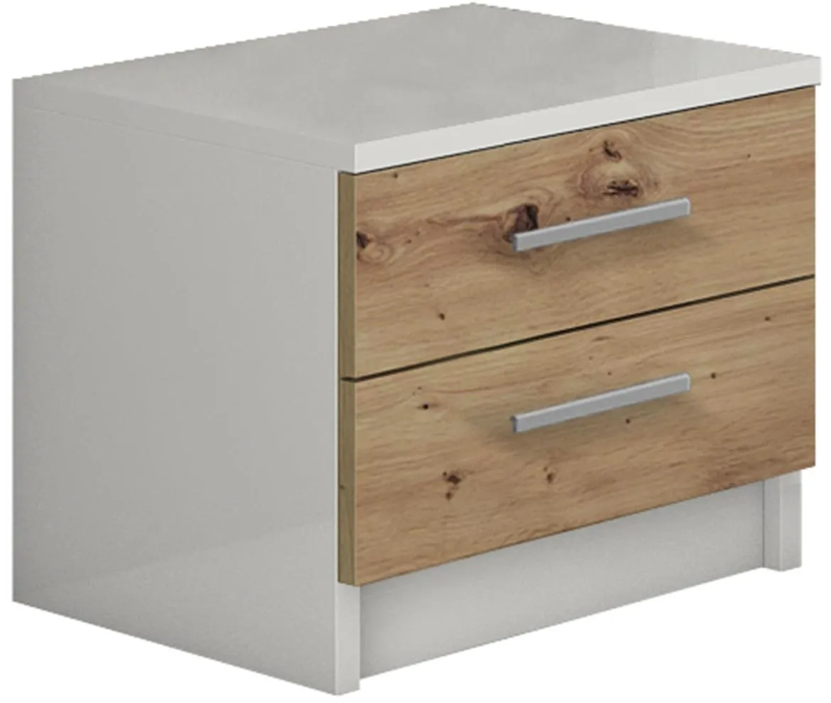 Craft nocni ormaric 2 fioke  45x37x40 cm beli/natur (artisan hrast)