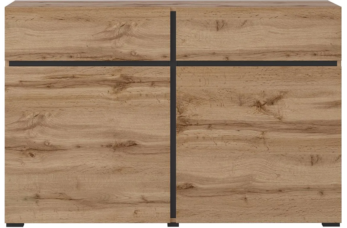 Cross 2d2s komoda 2vrata+2fioke 119x40x78 wotan hrast crna