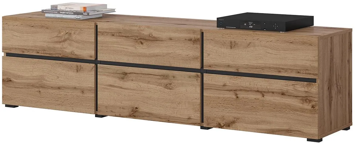 Cross 3k3s TV komoda 3vrata+3fioke 180x40x48 wotan hrast/crna