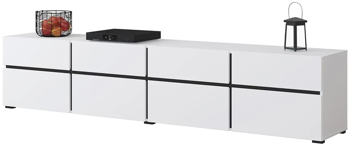 Cross 40 4k4s TV komoda 4 vrata+4fioke  225x40x48 belo crna