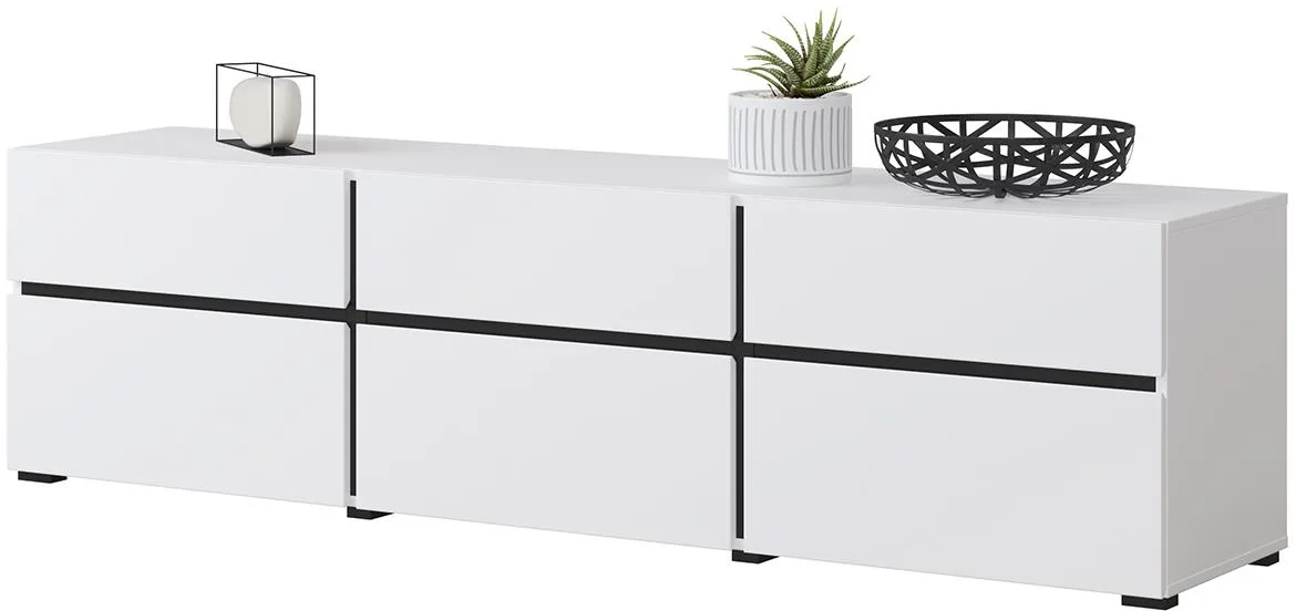 Cross 41  3k3s TV komoda 3vrata+3fioke 180x40x48 belo crna