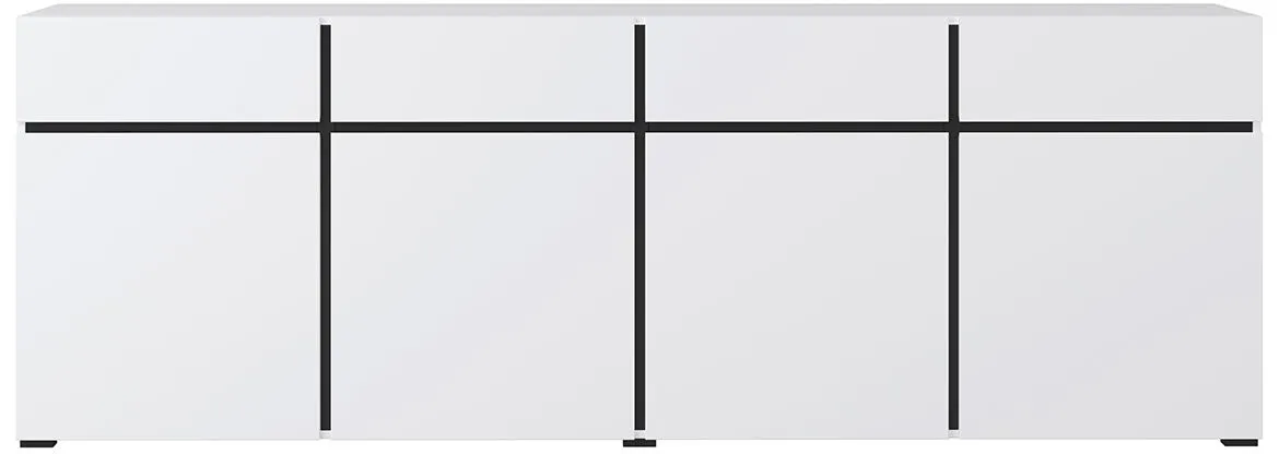 Cross 4d4s komoda 4vrata + 4fioke 225x40x78 belo/crna