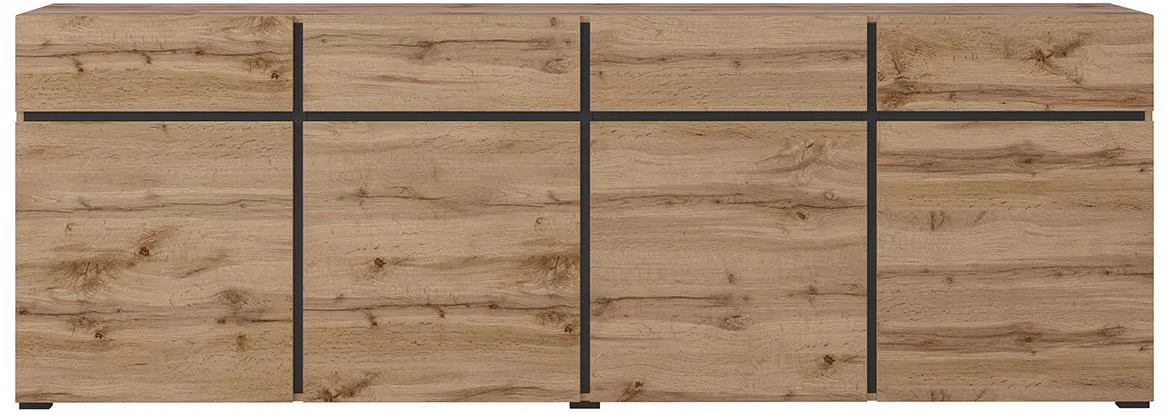 Cross 4d4s komoda 4vrata + 4fioke  225x40x78 wotan hrast/crna