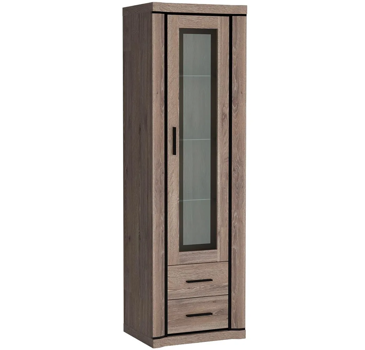 Dallas D16 vitrina 1 vrata+2 fioke 58x45x192 cm sivi hrast