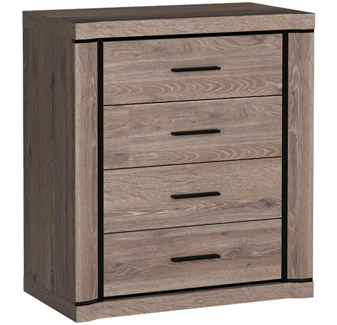 Dallas D4 komoda 4 fioke 80,5x45x91 cm sivi hrast