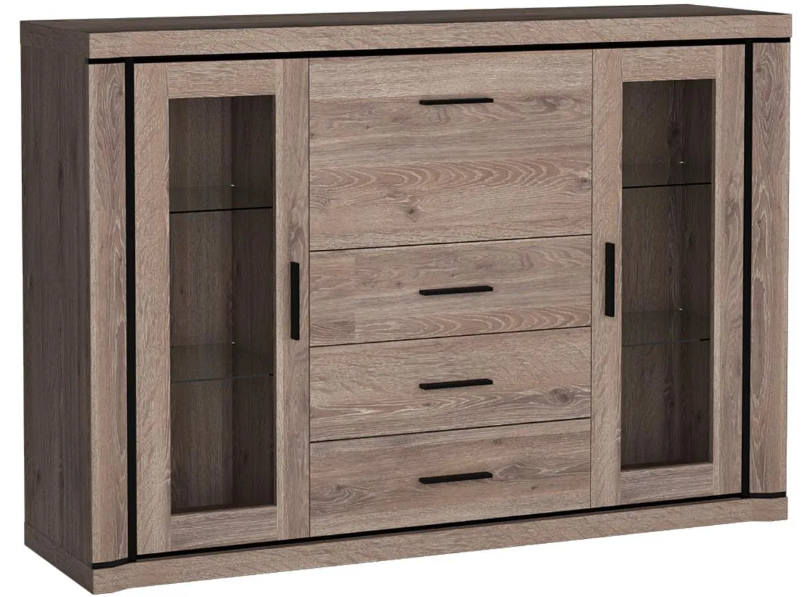 Dallas D7 komoda 2 vrata+4 fioke 157x43x111 cm sivi hrast