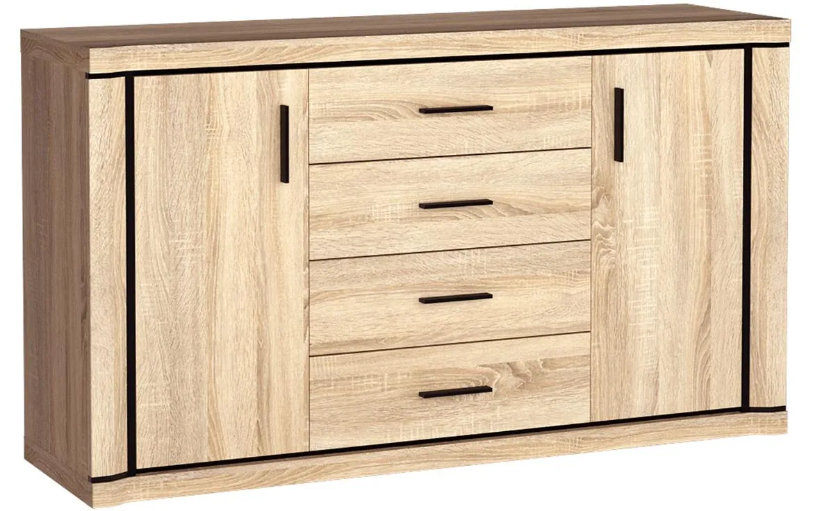 Dallas komoda 2 vrata+4 fioke 157x45x91 natur (sonoma hrast)
