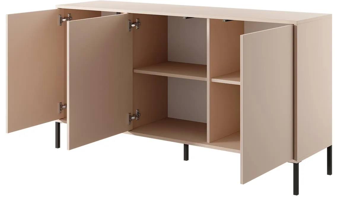DAST 153 3D2S komoda 3 vrata+2 fioke 153,1x39,5x81,4 cm bež