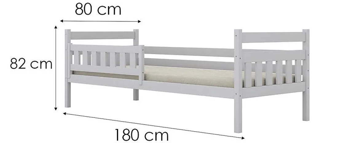 Dawid krevet sa ogradom 80x180 cm bijeli