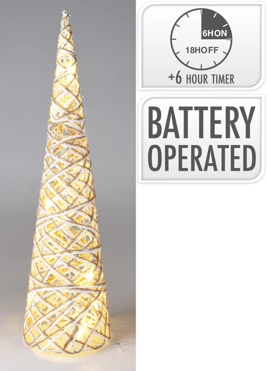 Dekoracija cone 16x60cm led grey glitter/warm white
