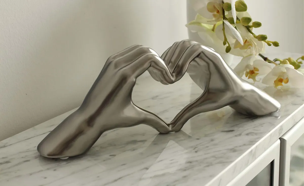 Dekoracija Heart 7 cm srebrna