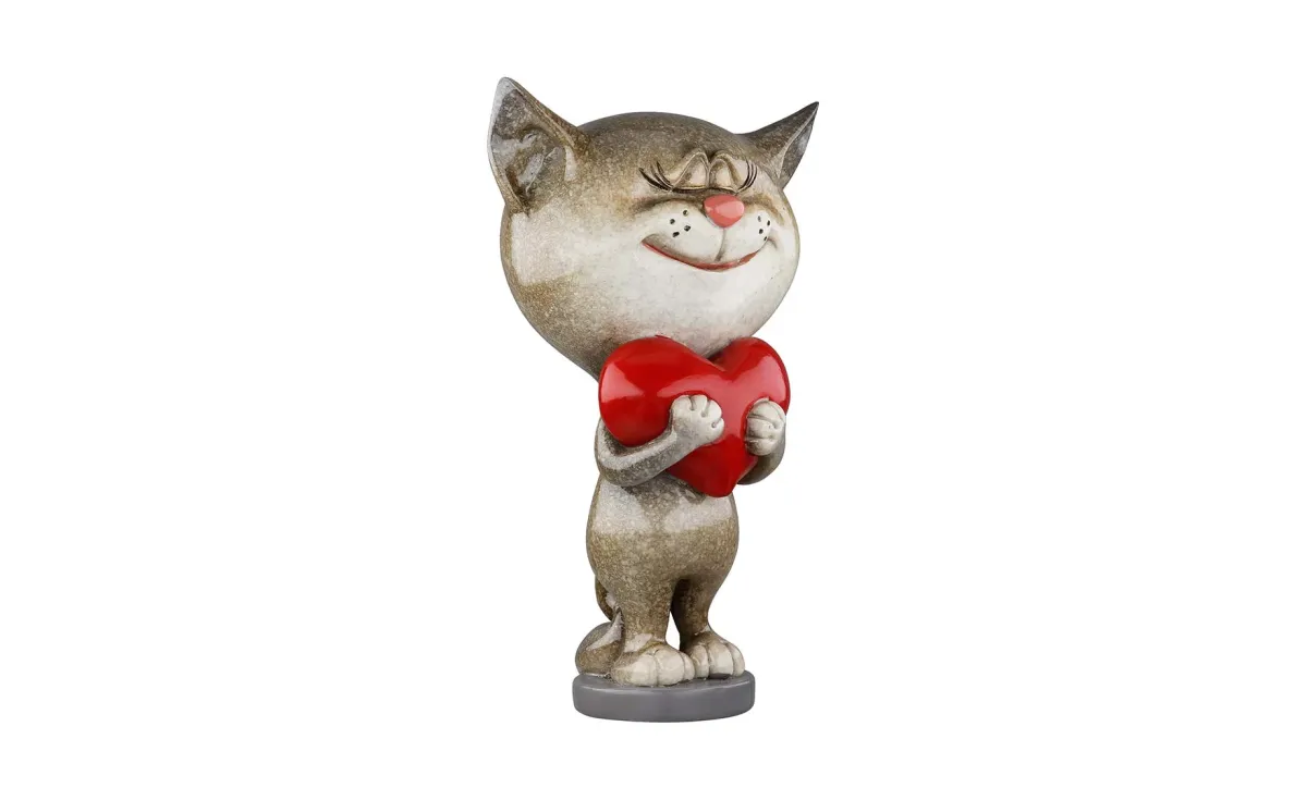 Dekoracija Heart Cat 13 cm