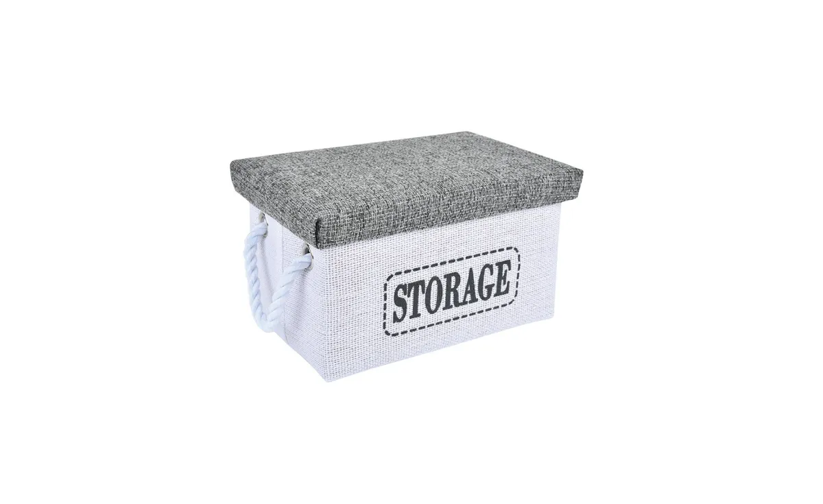 Dekorativna korpa Kimmy 31x21x17cm bela sivi poklopac