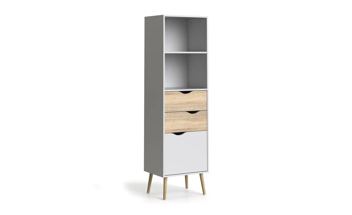 Delta polica 2 fioke + 1 vrata 50x39x171 cm bela/natur