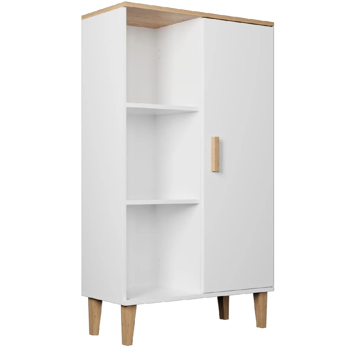 Denver vitrina 1 vrata + 3 police 80x35x120 cm bela/natur (Hikora)