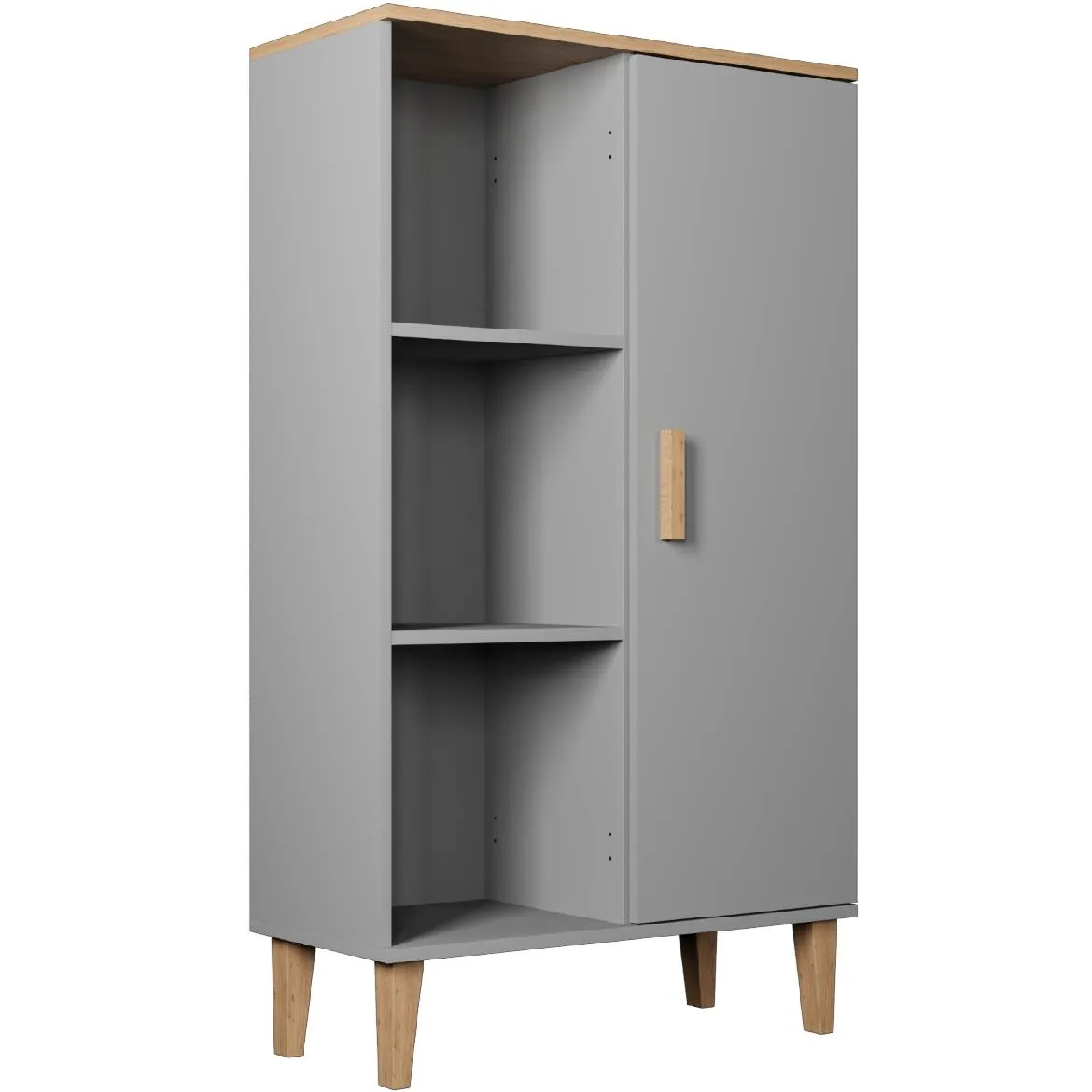 Denver vitrina 1 vrata + 3 police 80x35x120 cm siva/natur (Hikora)