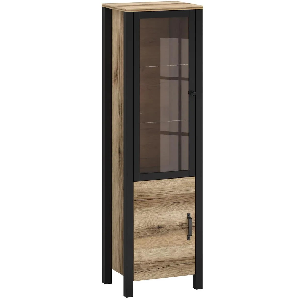Derby A vitrina 2 vrata 56x43x191 cm sand grange hrast/crna