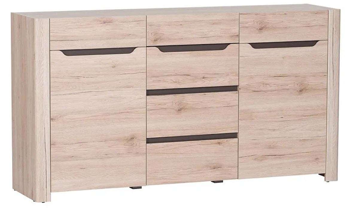 Desjo 10 komoda 2 vrata+4 fioke 170x42x93 cm natur (San Remo hrast)
