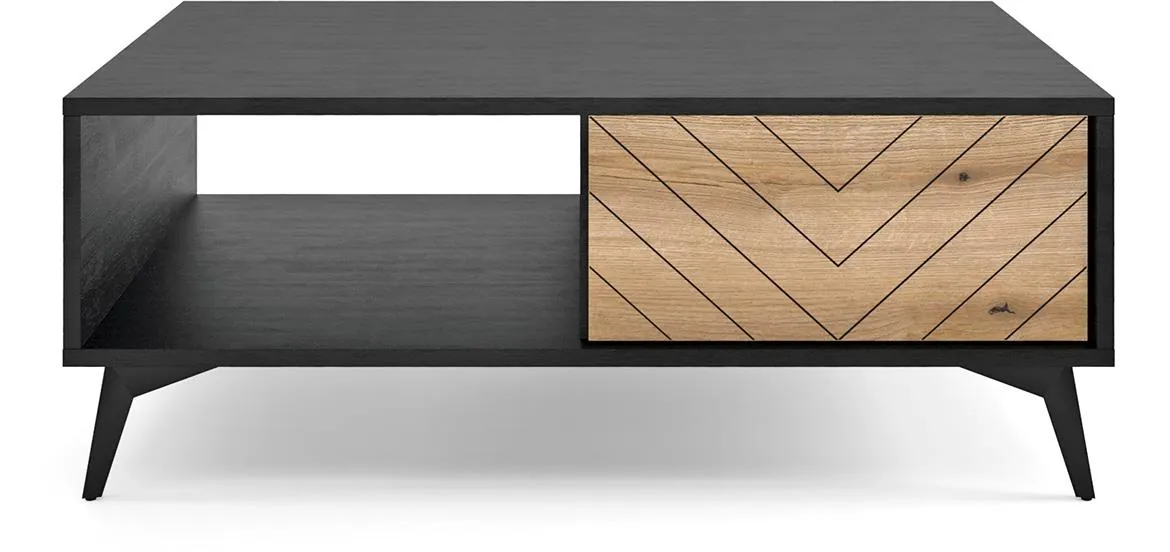 Diamond klub sto L104 1 fioka 104x68x40 cm hrast evoke/crno