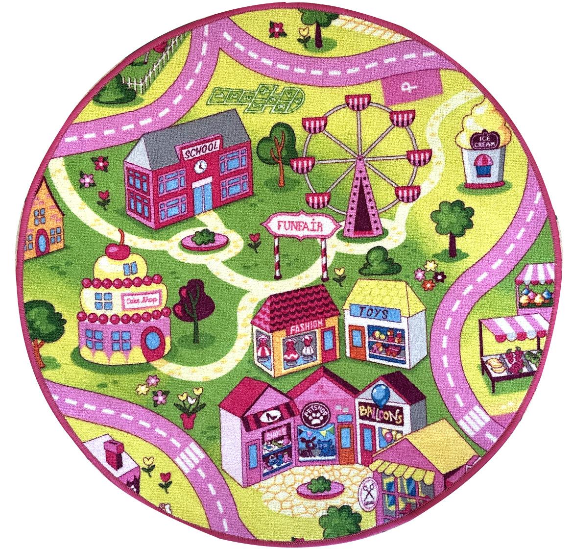 Djecji Tepih Funfair 100 x 100 cm okrugli ružicasti