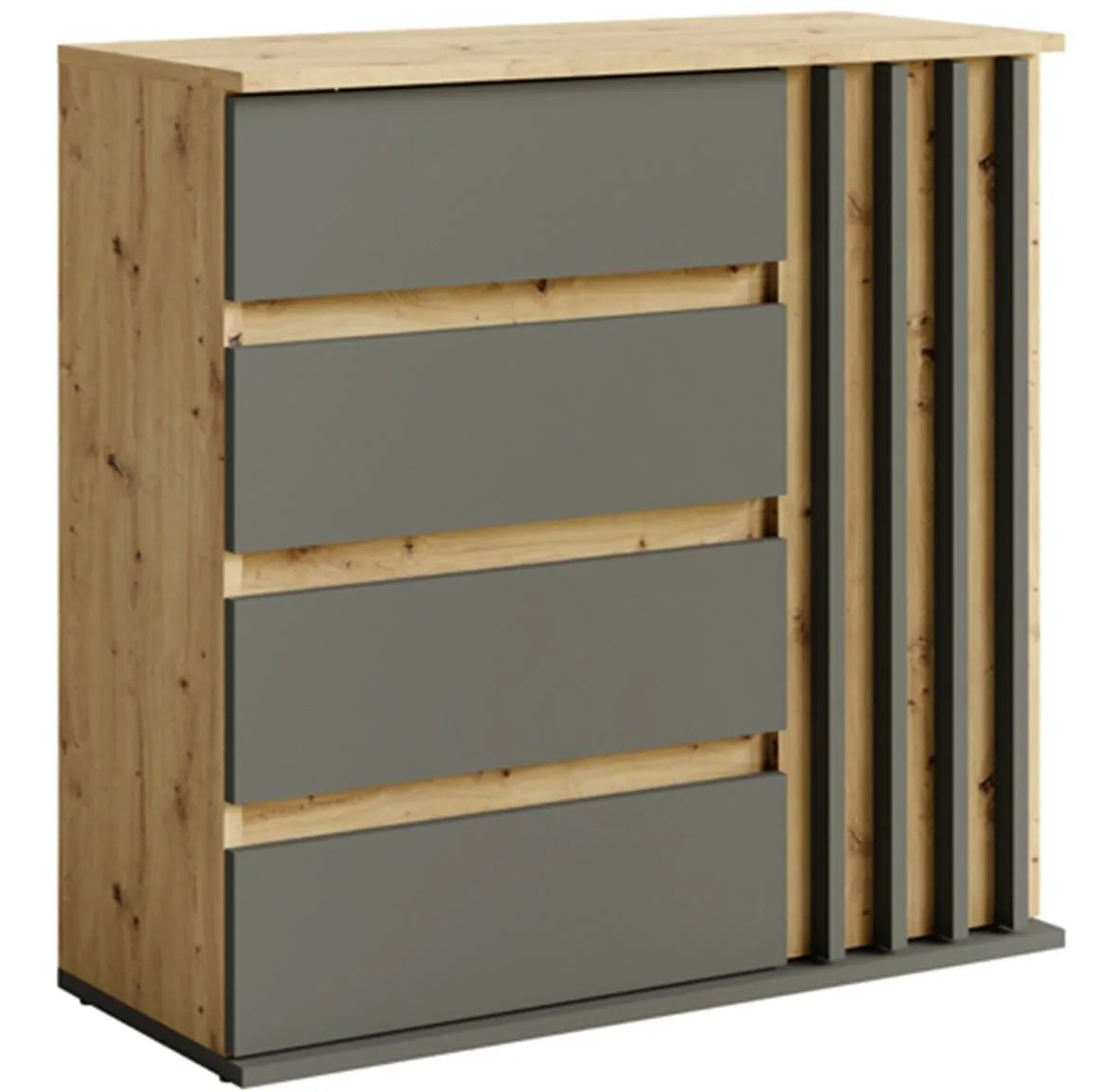 Doris 1d4s Komoda 80x34x80 Artisan Hrast/Siva