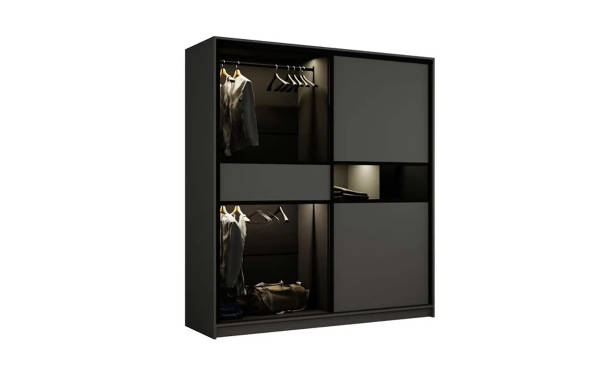 Dream klizni ormar 2V 203x60x217 cm grafit+led