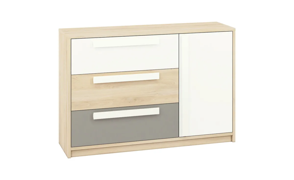 Drop komoda 138x41x94cm natur/siva/bela