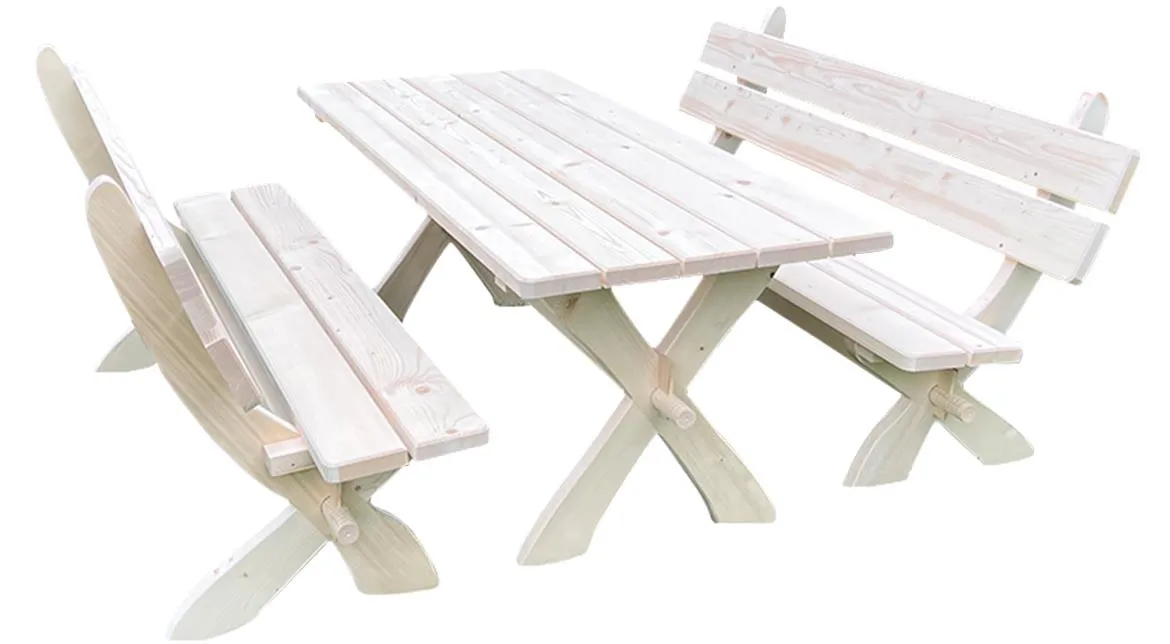 Drveni baštenski set B115 sto + 2 klupe natur boja